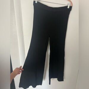 Black knit wide leg pants